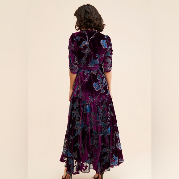 Hutch Violette Plum Floral Velvet Maxi Wrap Dress 38129 - Picture 4 of 16